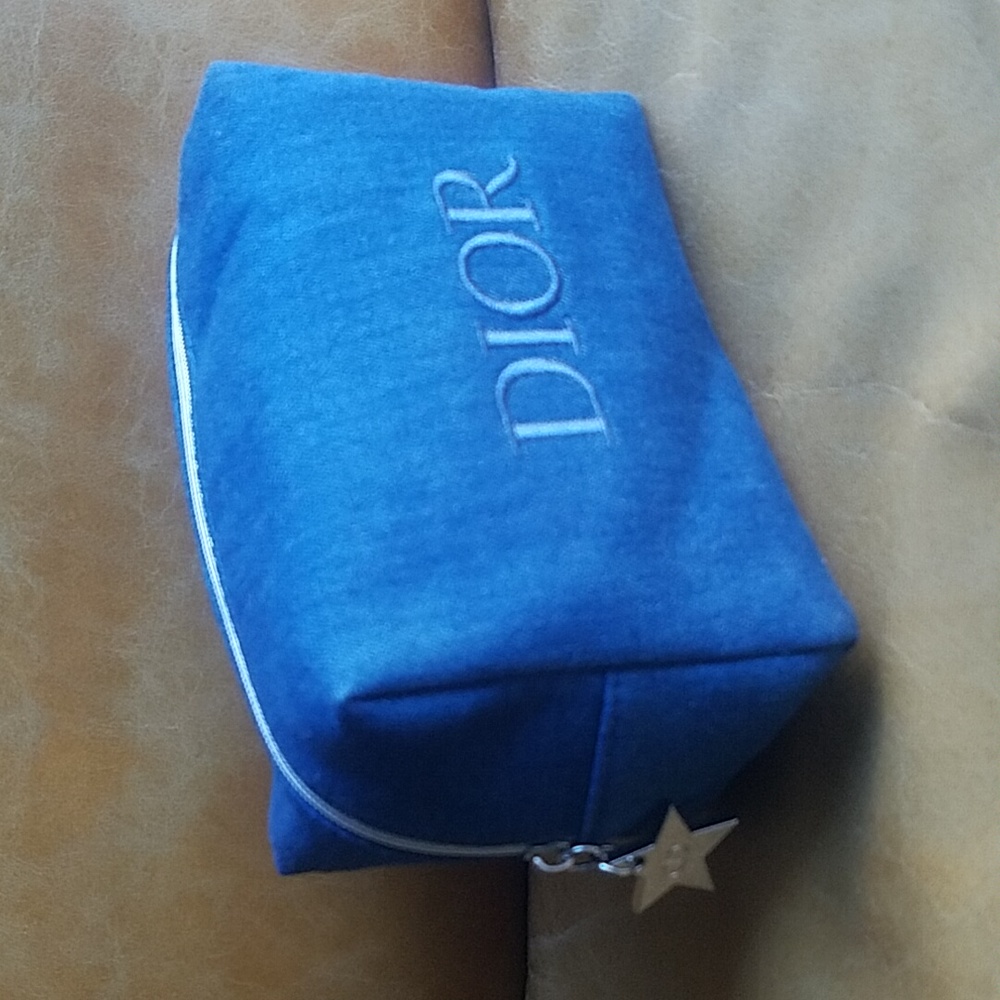 NEW Christian DIOR denim Jean Cosmetic Toiletry Clutch Pouch Bag